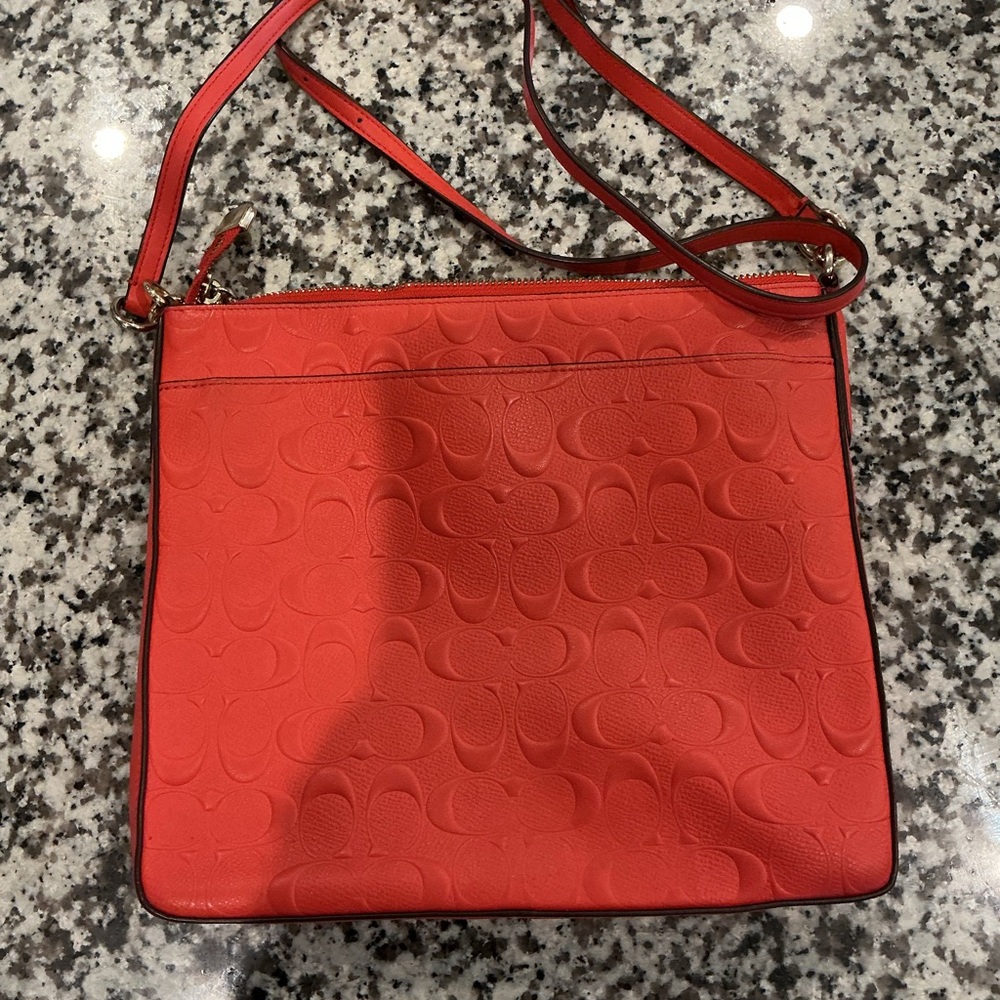Coach Vibrant Orange Embossed Crossbody Bag - Picture 3 of 3